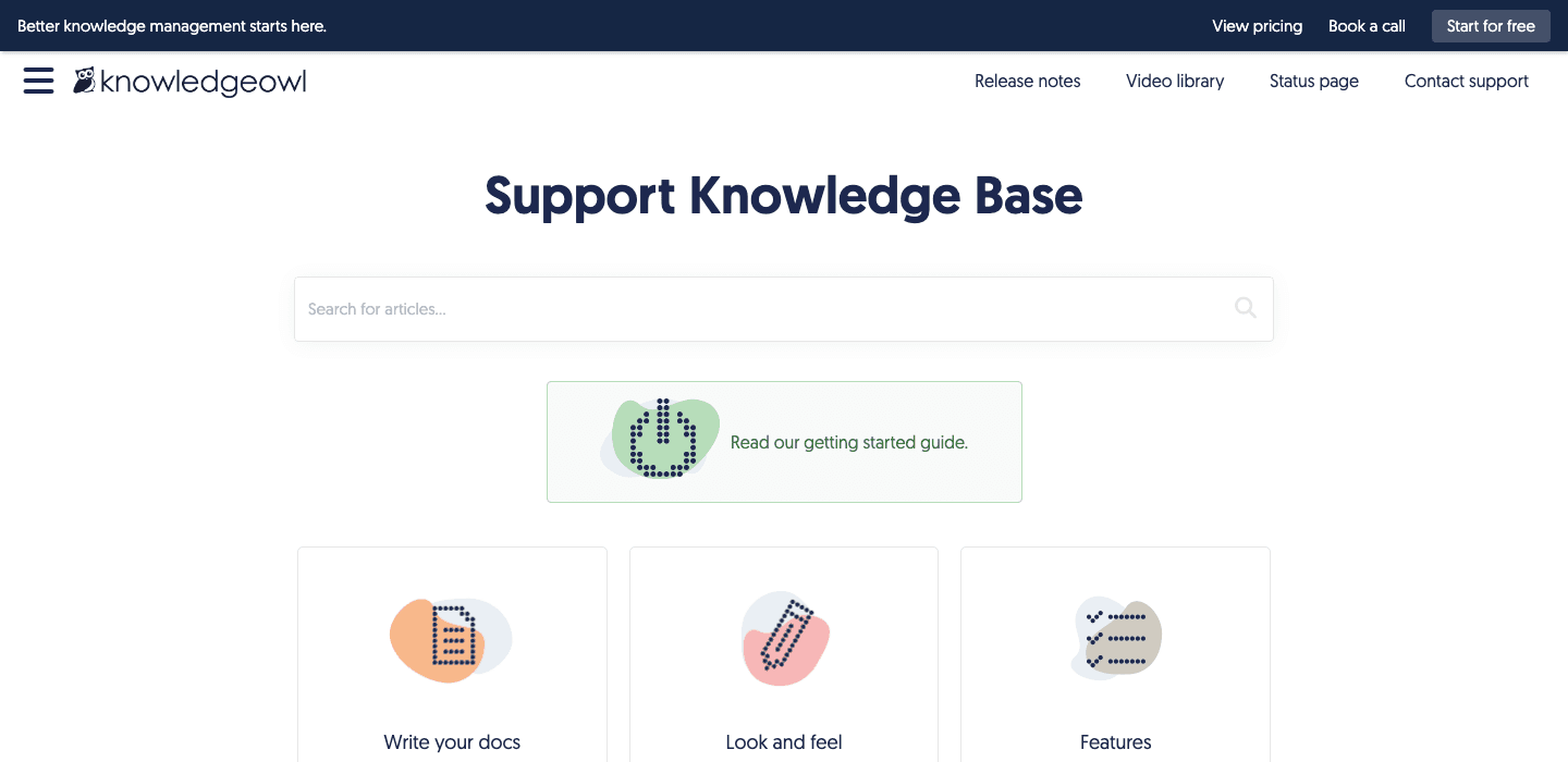 KnowledgeOwl knowledge base interface screenshot
