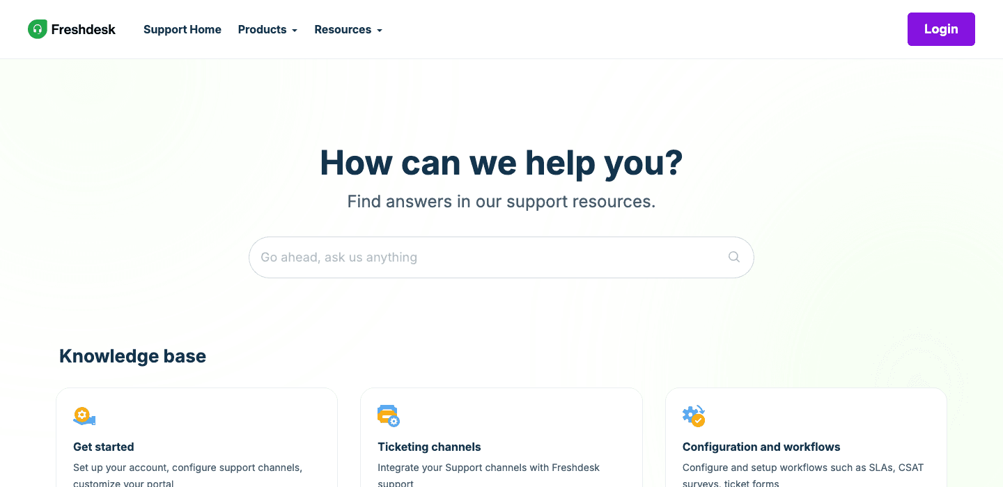 Freshdesk Knowledge interface screenshot