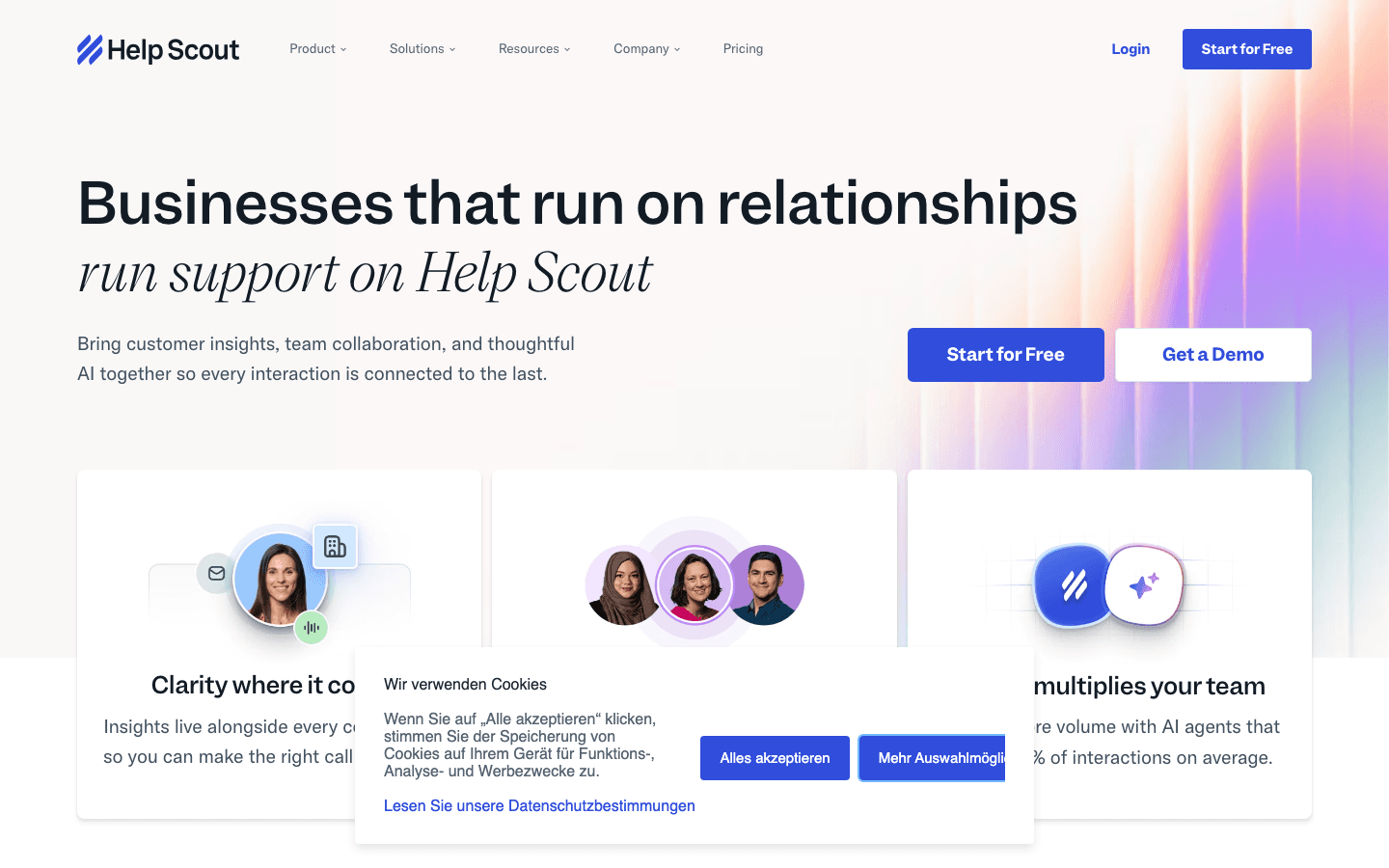 Help Scout homepage showing shared inbox plus Docs knowledge base