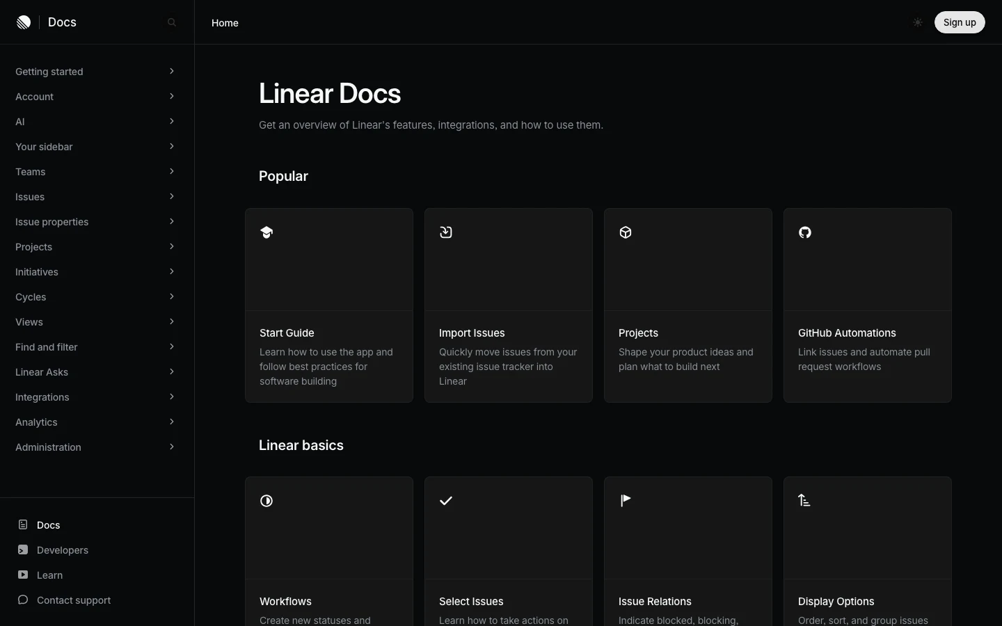 Linear Docs, Wissensdatenbank-Beispiel