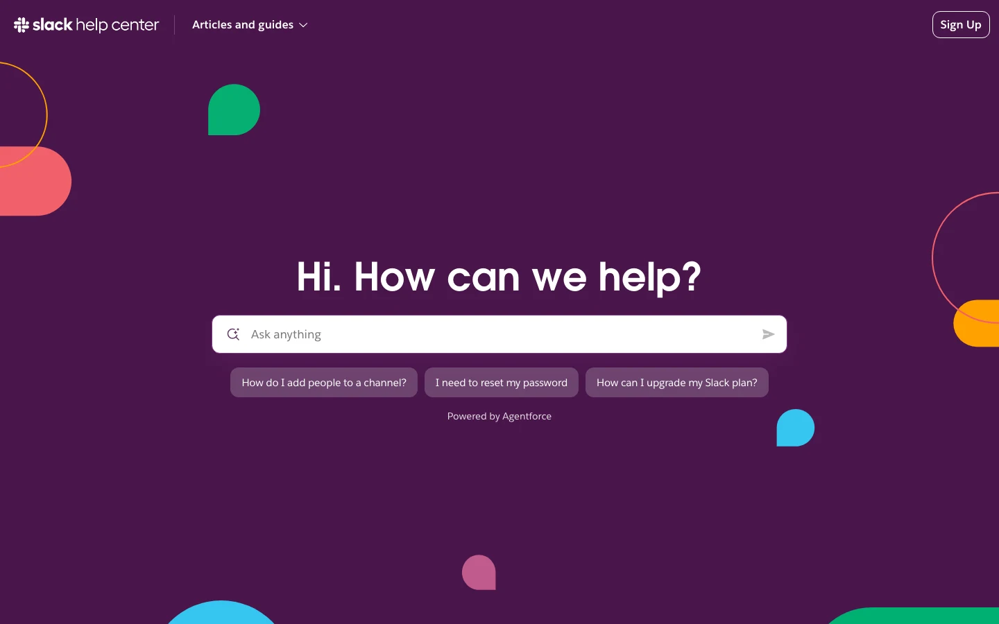 Slack Help Center, Wissensdatenbank-Beispiel