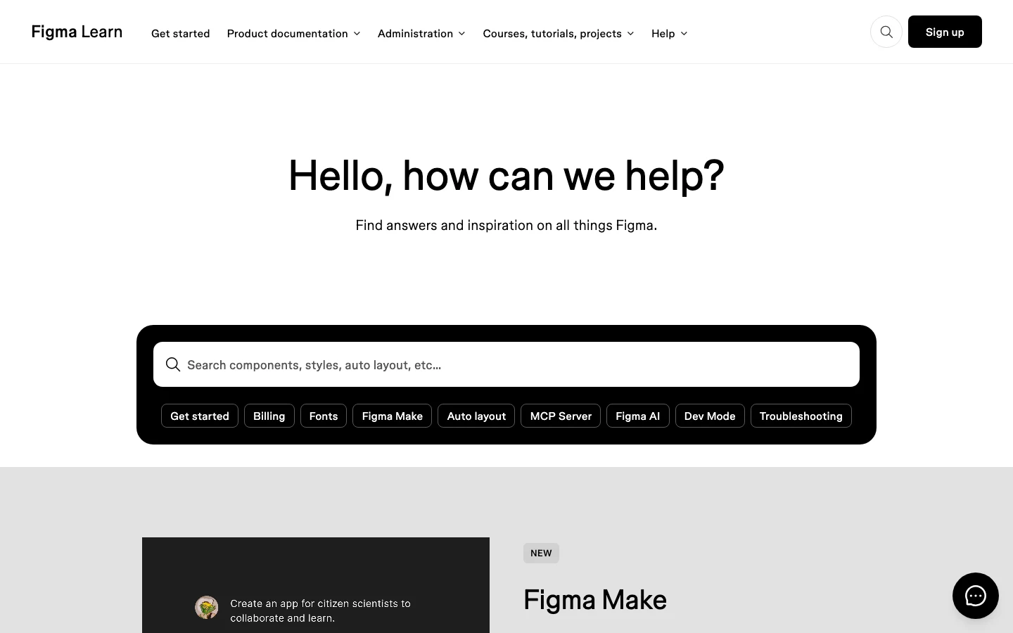 Figma Learn Help Center, Wissensdatenbank-Beispiel