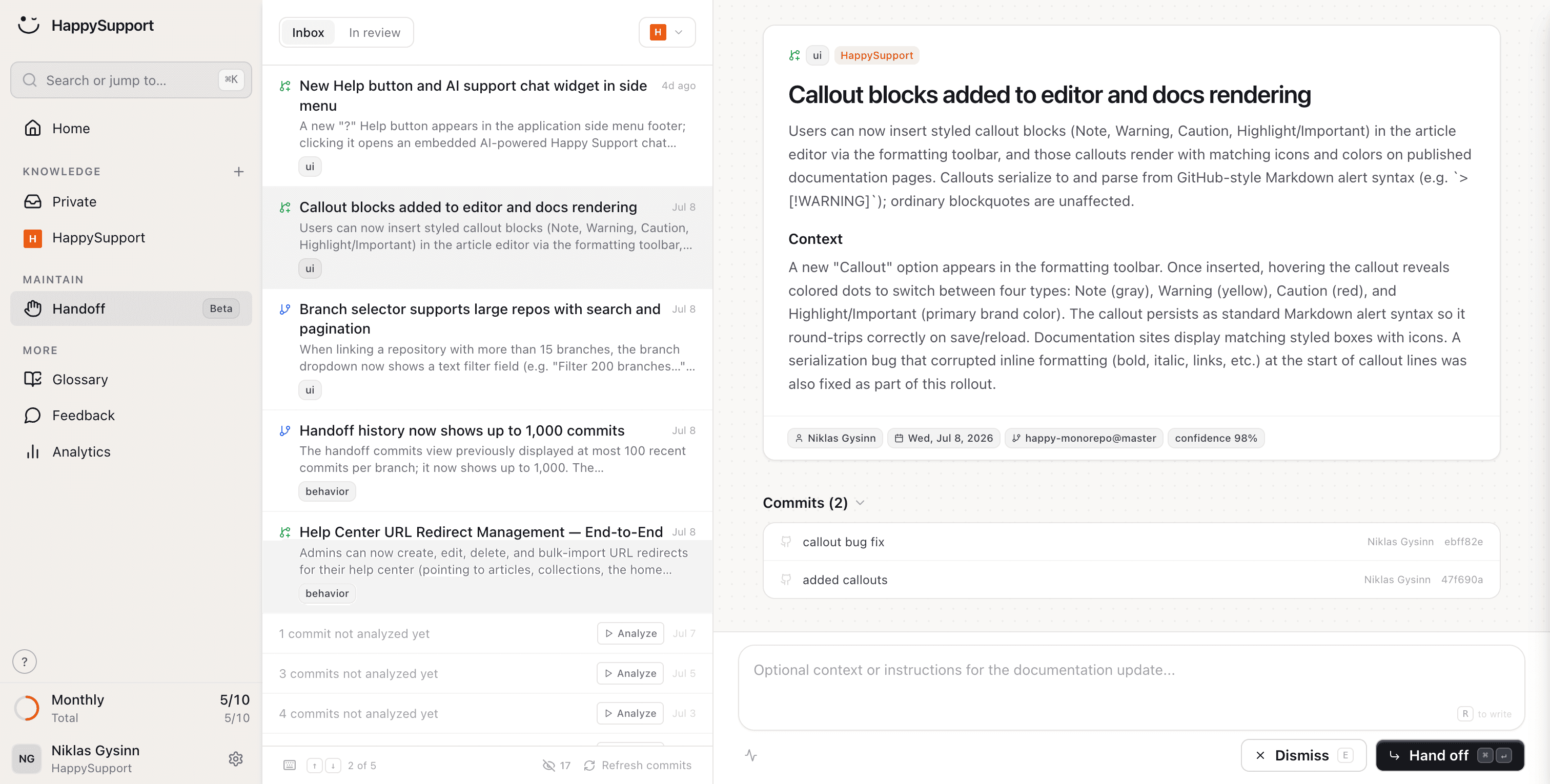 Agent analyzing code changes