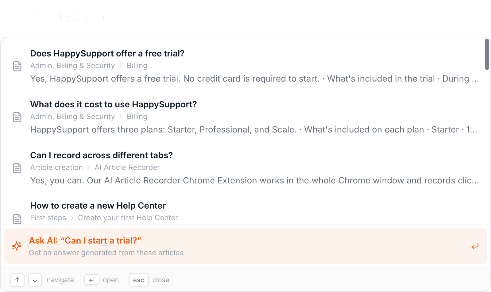 Search results revealing missing content