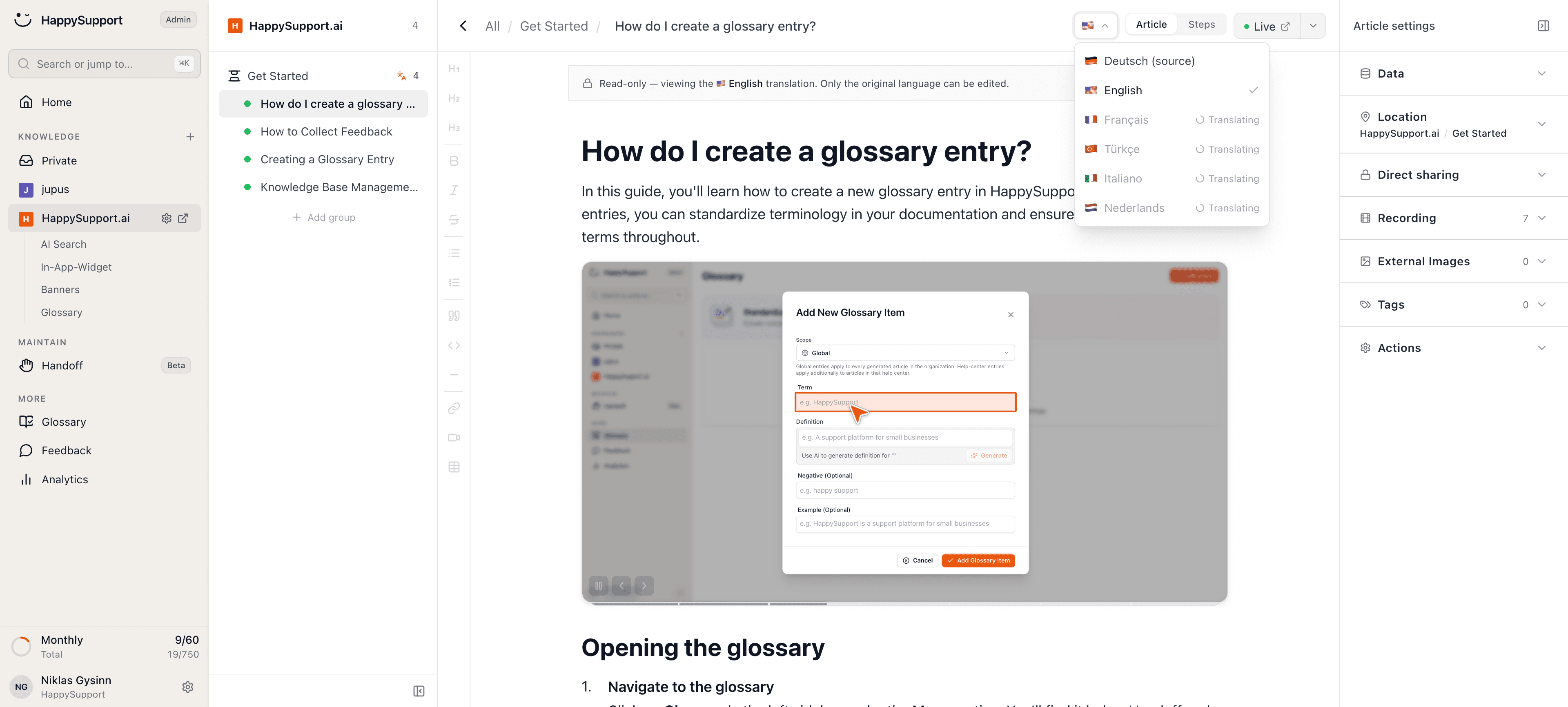 An article being published in several languages at once